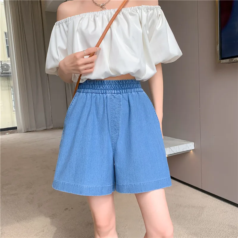 נשים מכנסיים קצרים harajuku הקיץ אלסטי המותניים כותנה, ג ' ינס מוצק צבע רופף אופנה של אישה קצרים dropshipping ZCFSDK005