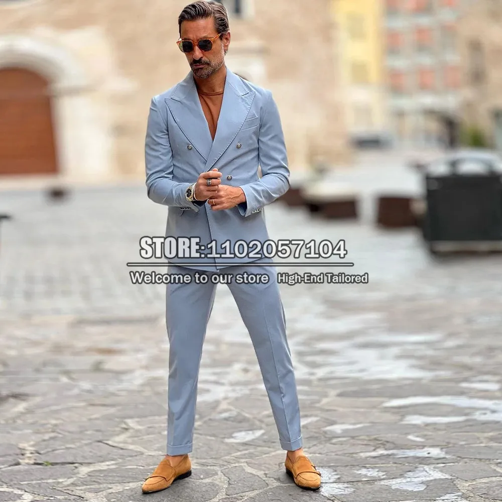 גריי חליפות גברים Slim Fit כפול שולי המעיל שאיפה העיצוב העדכנית 2 חתיכות חתונה רשמית טוקסידו עישון עסקים בלייזר סטים 2022