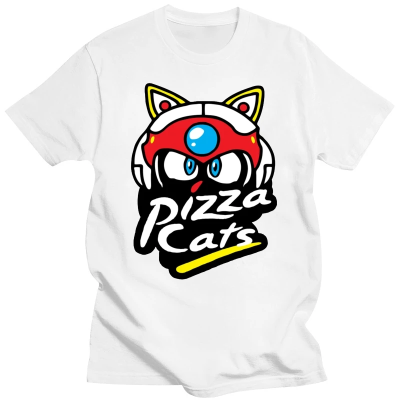 פיצה חתולים חולצת טי גברים כותנה וינטאג', חולצות טי Crewneck Samurai Pizza Cats Tees מקסימום גרפיקה