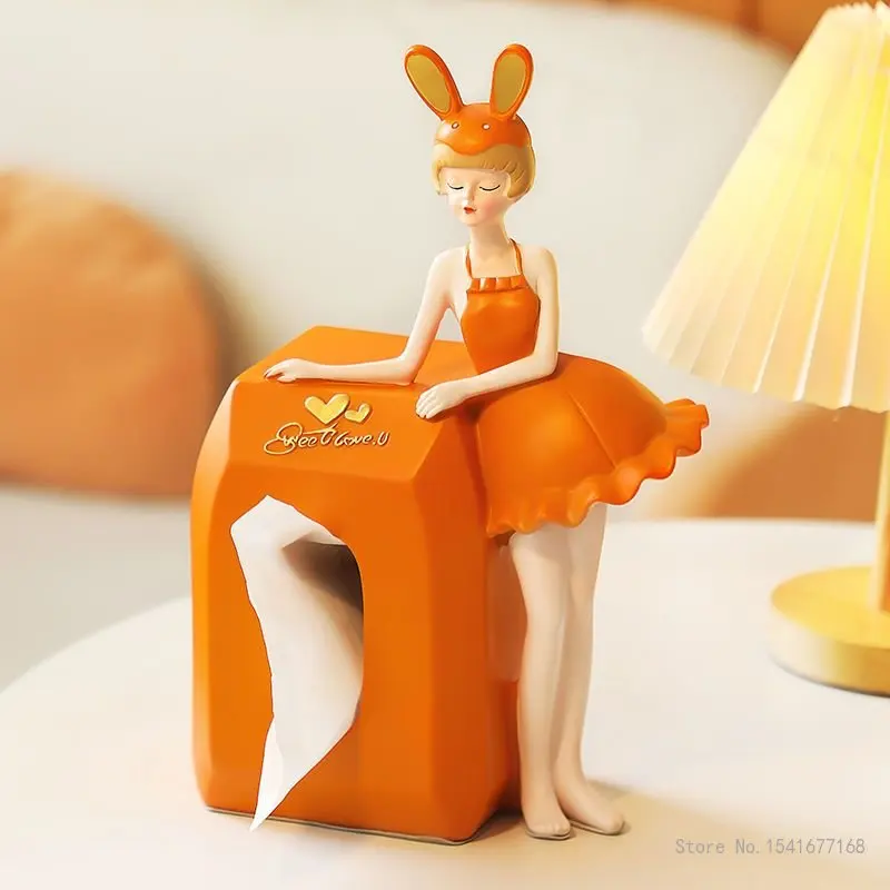 יצירתי אור יוקרה ארנב ילדה פיסול פרופיל רקמות הקופסה הביתה הסלון, חדר השינה מסעדה אספקה אחסון רקמות תיבת