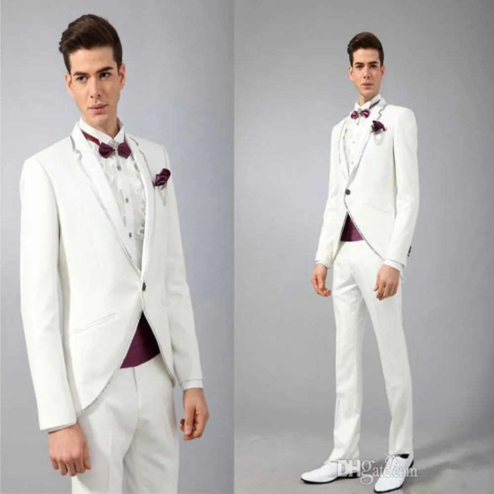 החתונה Mens חליפות 2023 Slim Fit שנהב כפתור אחד בלייזר סטים מותאם אישית גודל גדול ' נטלמן תחפושות 2 חתיכות בגדים אלגנטיים להתלבש