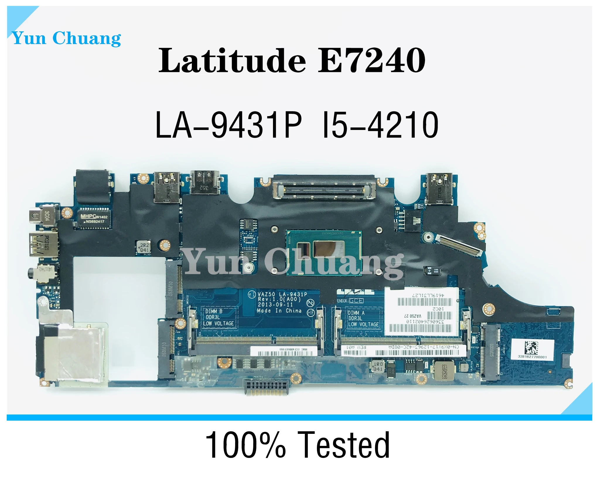 VAZ50 לה-9431P Mainboard עבור Dell Latitude E7240 מחשב נייד לוח אם עם i5 i7-4 CPU הדור DDR3L 100% נבדקו באופן מלא