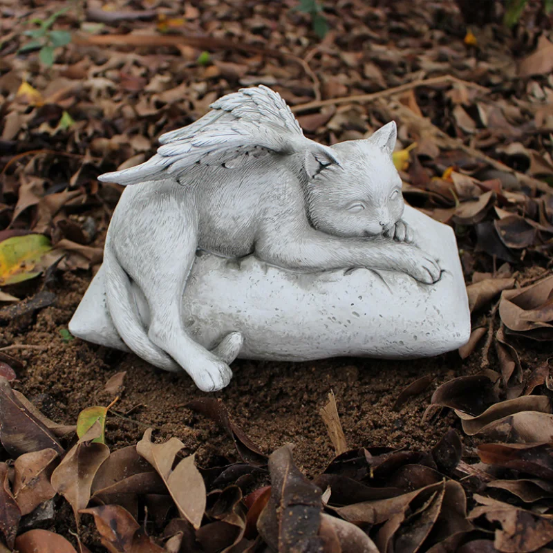 מלאך חדש חתול וכלב קישוט יצירתי שרף מחמד המצבה מצבת אבן גן חיות פסל קישוט