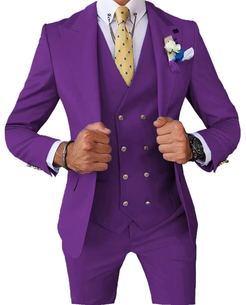 סגול חליפות חתן כפתור אחד האיש הטוב ביותר שיא דש השושבין חליפות גברים חתן הנשף חליפות חליפת עסקים (ז ' קט+מכנסיים+וסט)