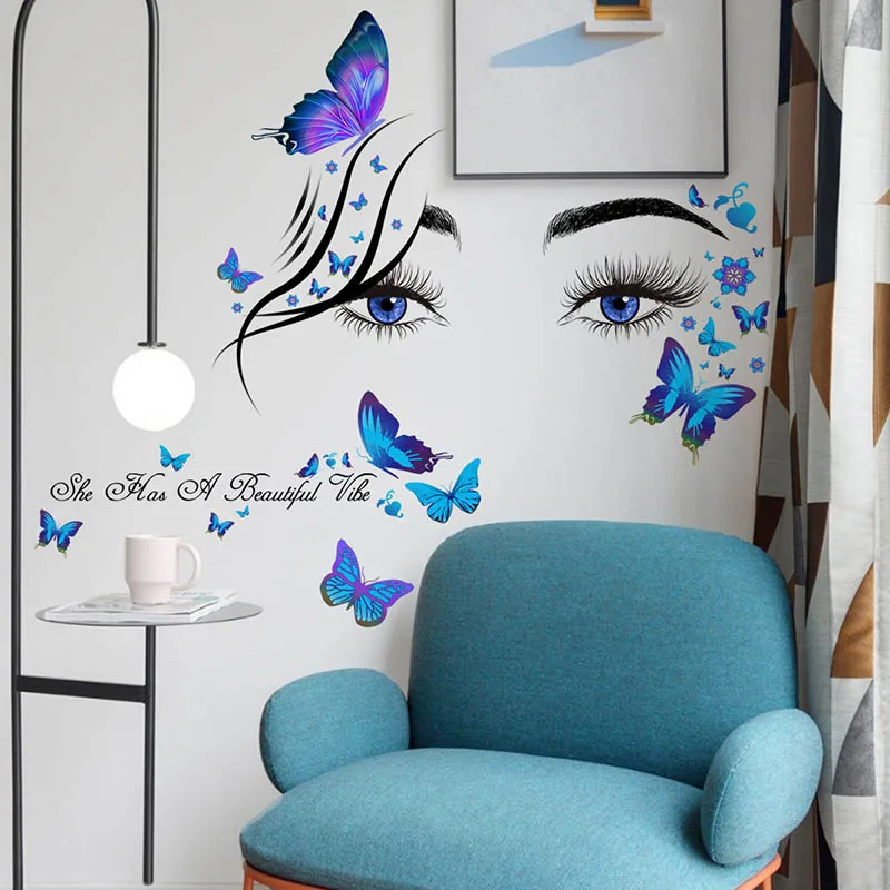 אישית יצירתיות עין פרפר אנגלית המוטו מדבקות קיר נשלפת PVC עיצוב הבית הסלון לחדר השינה