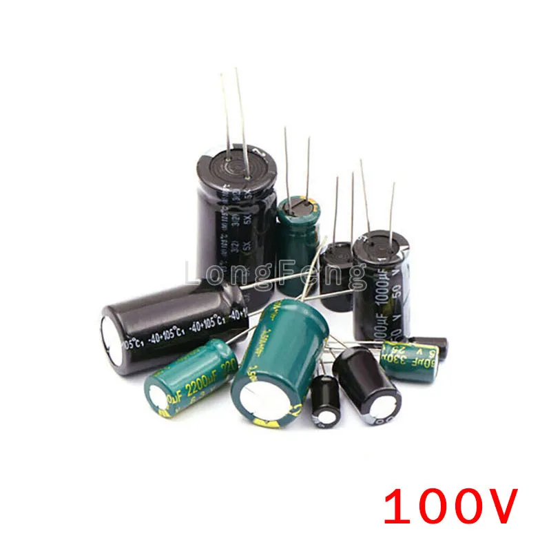 50PCS 100V100uF 100uF 100V קבלים אלקטרוליטיים