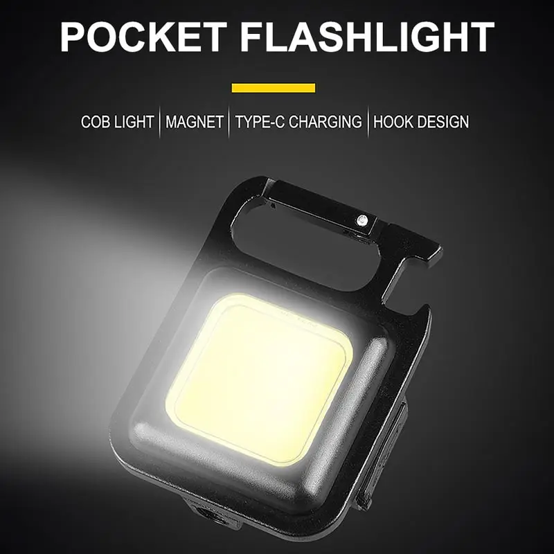 מיני פנס LED פנס העבודה נטענת בוהק קלח מחזיק מפתחות אור נייד פנס קמפינג תחת כיפת השמיים קטנה של אור חם.