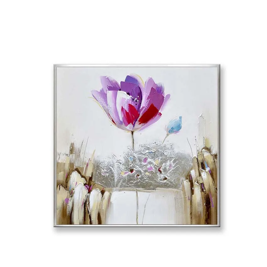 פרחים סגולים יפים לקישוט הקיר מצוירת אבסטרקט ציור שמן על cavnas אמנות קיר תמונה עבור הסלון לחדר השינה