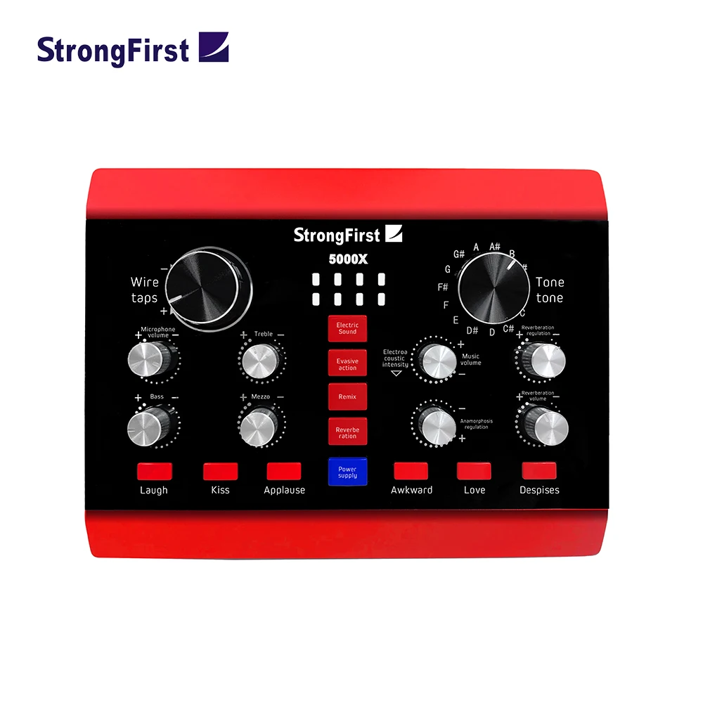 StrongFirst חיצוני מסוג USB כרטיס קול עם אפקטים בשידור חי שידור,אודיו מתאם עם מיקרופון לשירה