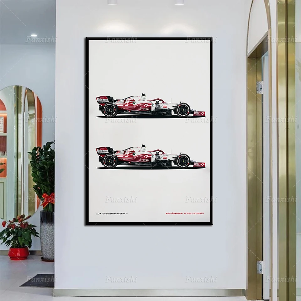F1 מכונית אלפא רומיאו C41 צוות - אגדות F1 פוסטר קיר אמנות בד הציור Hd טביעות מודולרי תמונות בבית חיים עיצוב חדר המתנה