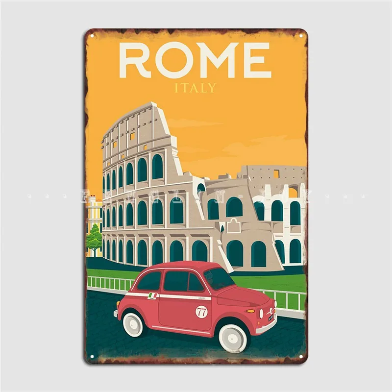 רומא נסיעות פוסטר פוסטר מתכת פלאק קולנוע בסלון ציור מצחיק לוחות טין פוסטרים סימן