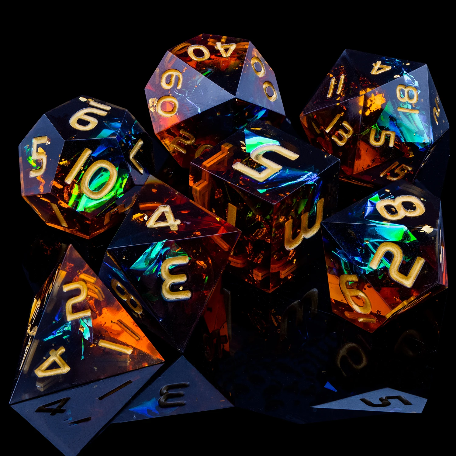 D6 Dnd קצוות חדים D20 RPG Polyhedral D ו-D ירוק שרף קוביות להגדיר בצינוק, הדרקון פורץ הדרך שולחן משחק תפקידים משחקים