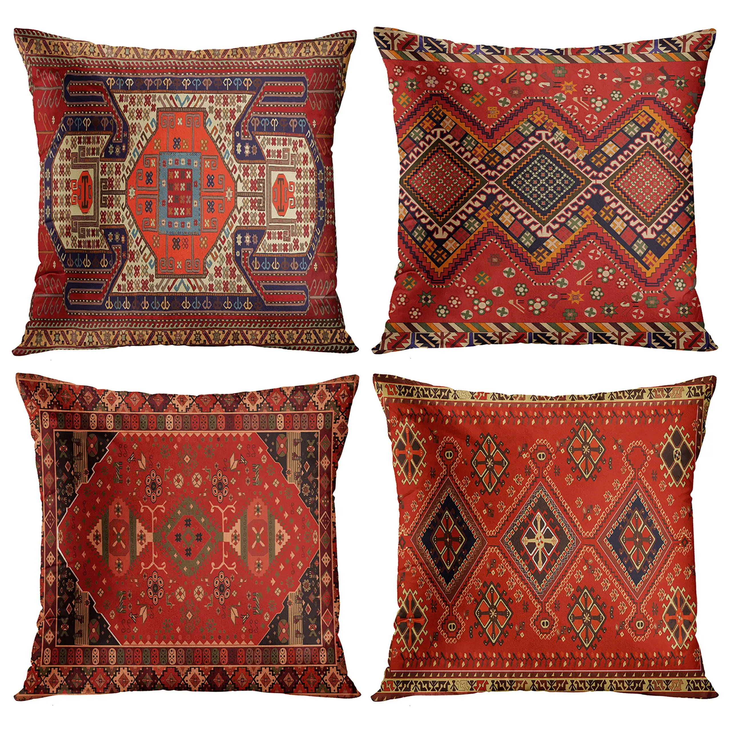 אדום מרוקאי בסגנון הלאומי מודפס דפוס לכריות הספה כיסוי הכרית בבית קישוט רכב מצעים