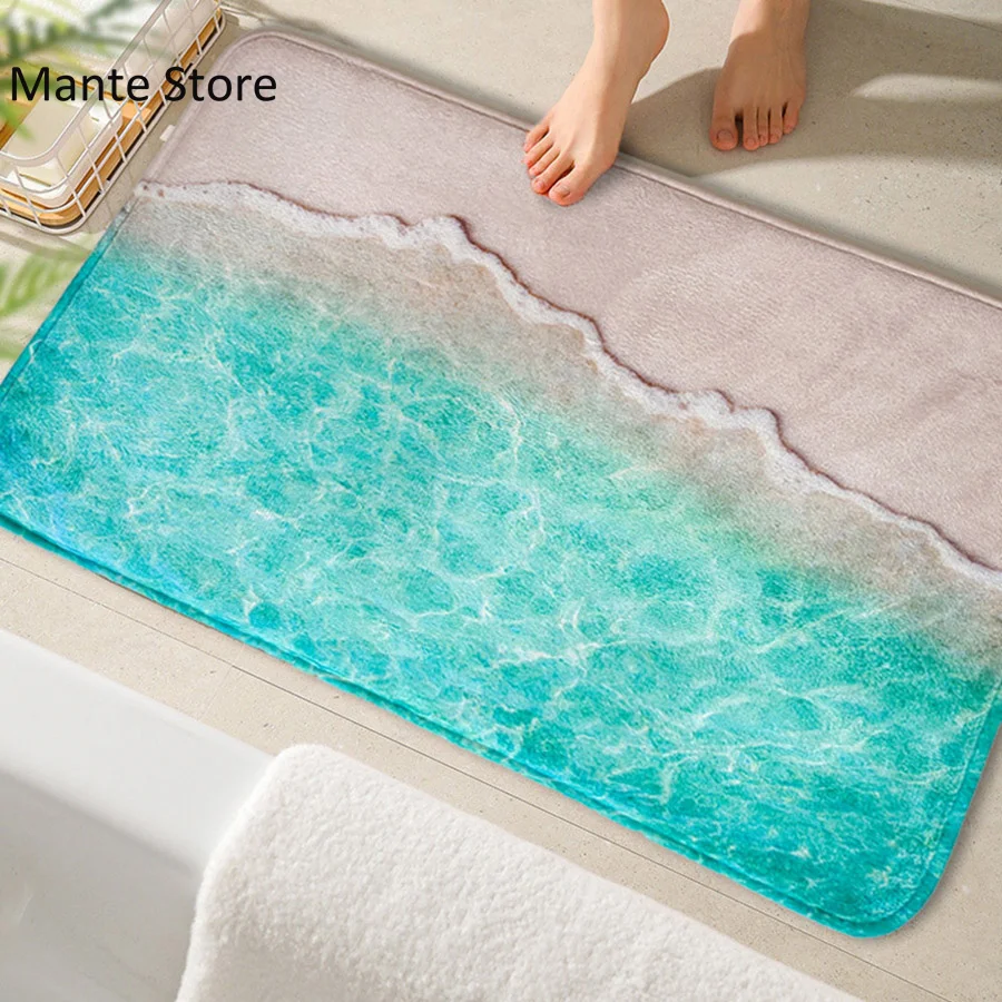 3D גלי שטיח אמבטיה בסגנון ימי הפנימי שטיחון בכניסה לבית רך קצף זיכרון השירותים השירותים חמוד רגל מזרן סופג