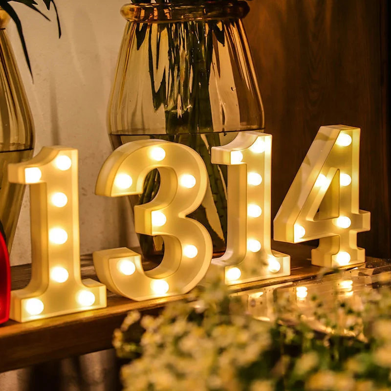 מכתב אלף-בית אורות LED זוהר מספר מנורת לילה אורות עבור חדר השינה בבית הקיר מסיבת חתונה פסטיבל יום הולדת קישוט