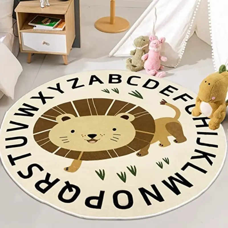 קריקטורה ילדים השינה שטיחים עגולים רכות השטיח בסלון חינוכי שטיחים עבור הילדים אריה בפלאש משחקים מזרן לילדים