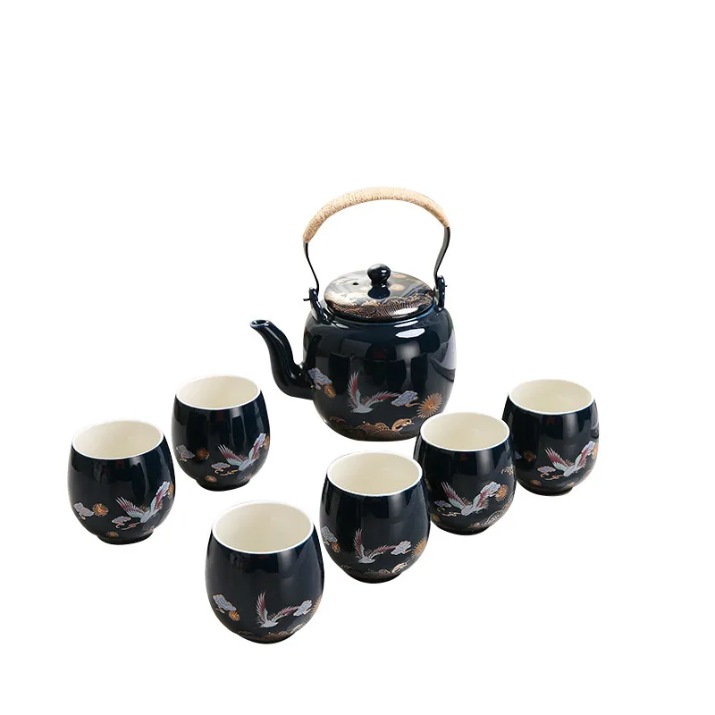 סין קרמיקה רטרו קומקום לולאה עם ידית קנקן קרמיקה הביתה נחושת מטפל יחיד קומקום תה קומקום קונג פו ערכת תה קופסא מתנה