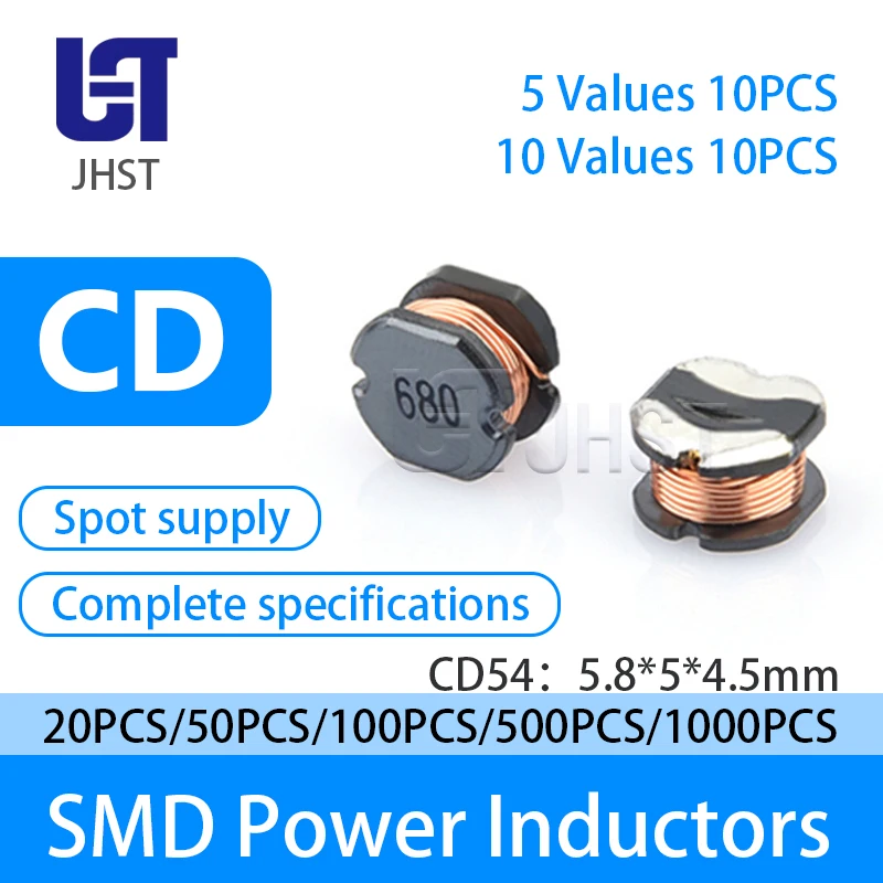 50Pcs 100Pcs SMD כוח Inductors CD54 1UH-4.7 MH פירוק השראות 1UH 2.2 אה 3.3 אה 4.7 אה 6.8 אה 1MH 1.5 MH 2MH 2.2 MH 3.3 MH 4.7 מ'
