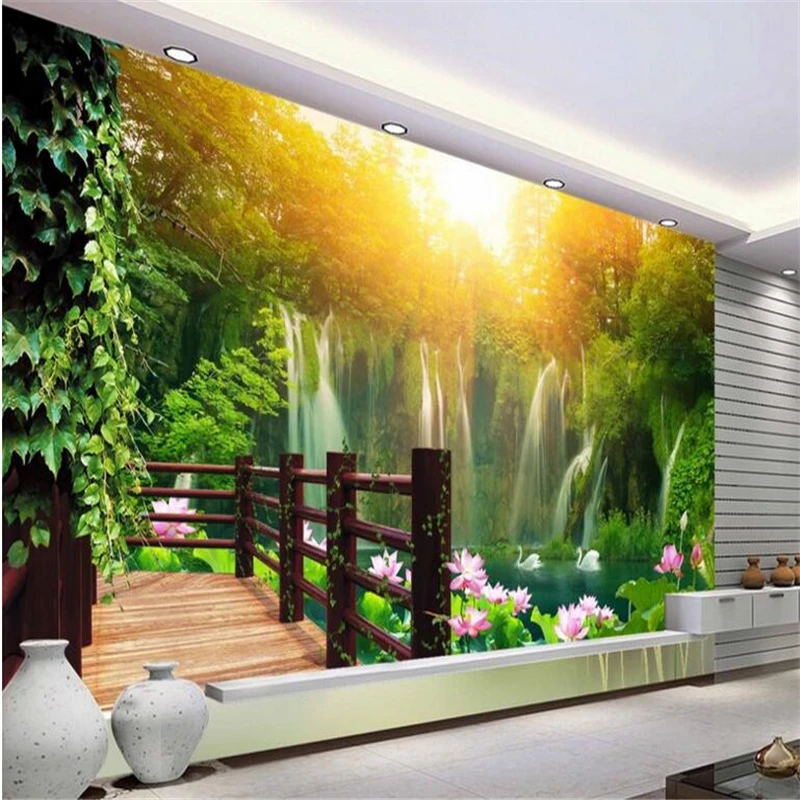 beibehang גדול מותאם אישית רקעים HD נוף ציורי קיר הסלון, חדר השינה טלוויזיה רקע המסמכים דה parede 3d paisagem