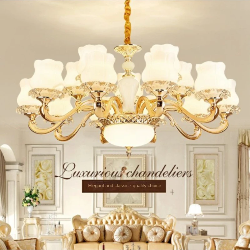 בסגנון אירופאי נברשת LED קריסטל בסלון מנורה מודרנית מינימליסטי זכוכית פרח הביתה מנורת תקרה