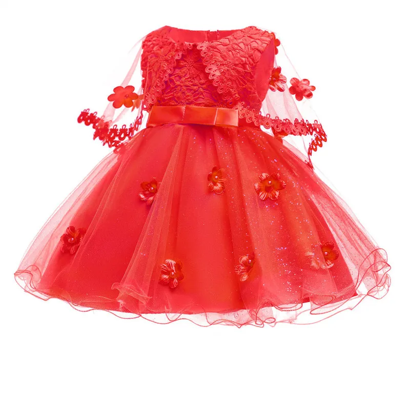 בנות אלגנטי שמלות כלה 2018 חדש ללא שרוולים פרח קייפ טוטו להתלבש תינוק ילדים למסיבה של הנסיכה בתחפושת הטבילה שמלות