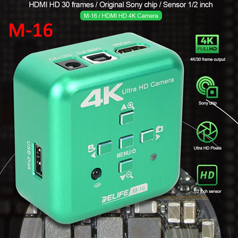 שמש 4K, המצלמה Trinocular מיקרוסקופים M11 M15 RELIFE M12 M13 M16 8.42 מיליון פיקסל HDMI המצלמה HD עבור הטלפון תיקון כלי