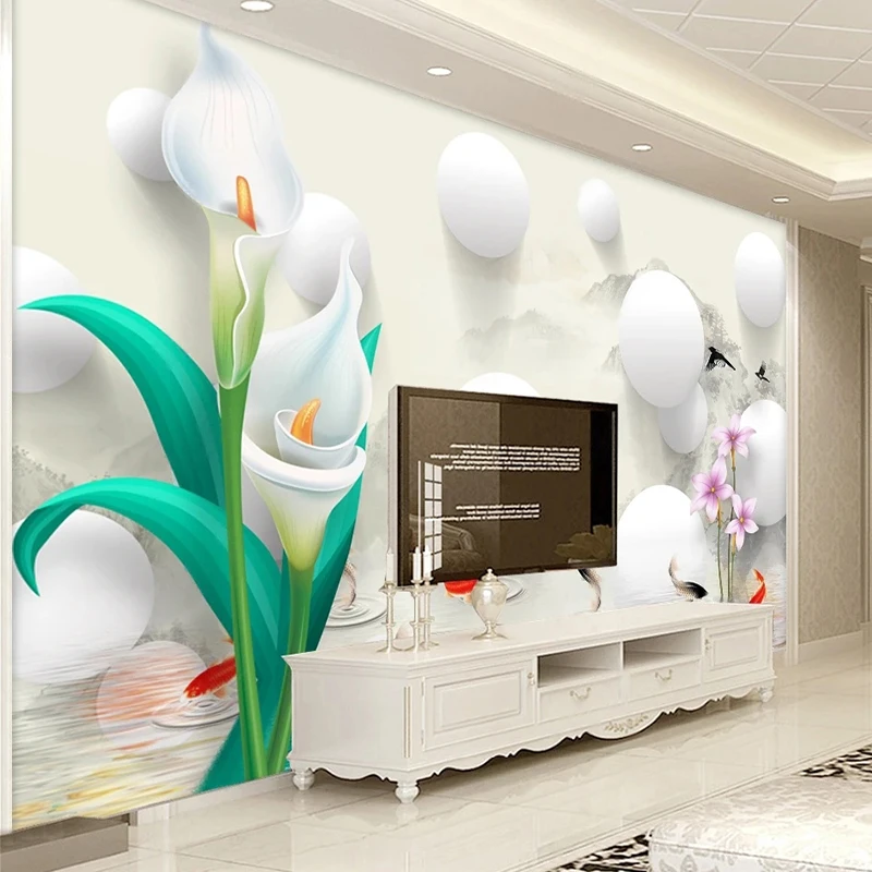 מותאם אישית ציור קיר טפט 3D סטריאו סיבוב כדור מים פרחים רקע קיר בעיצוב הסלון, חדר השינה, עיצוב הבית המסמכים דה Parede