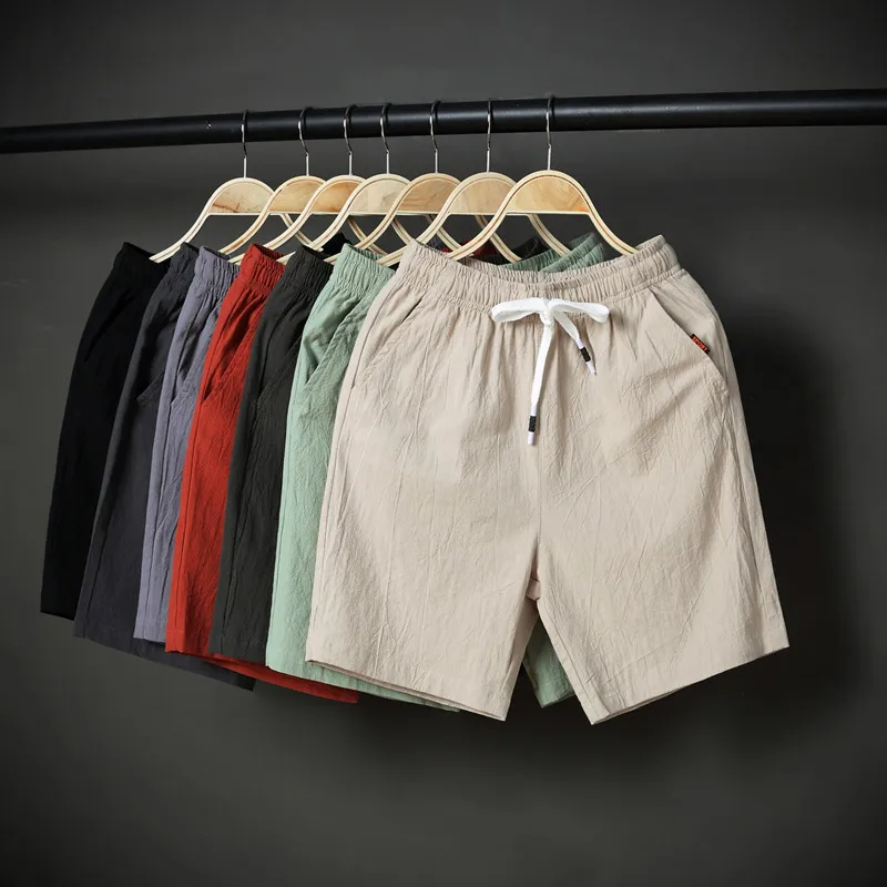 2023 בקיץ מכנסיים קצרים מזדמנים מכנסיים קצרים Mens מוצק צבע הברך אורך המכנסיים דק לנשימה קצרים חוף