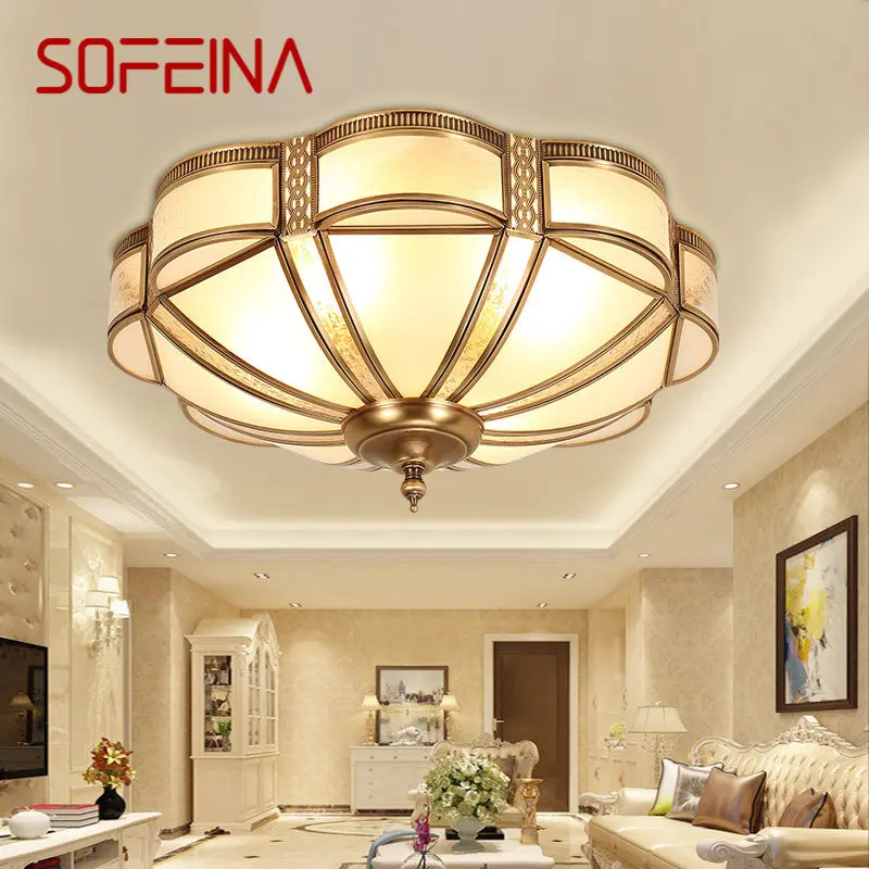 SOFEINA LED מודרנית פליז מנורת תקרה בציר יצירתי יוקרה גופי האור עיצוב הבית הסלון, חדר השינה
