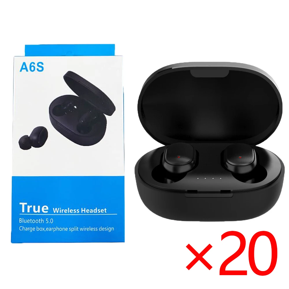 Tws A6s 20pcs/lot עם תיבת השוק הסיטונאי אוזניות Bluetooth אלחוטיות אוזניות גיימרים אוזניות גיימינג אוזניות Blutooth