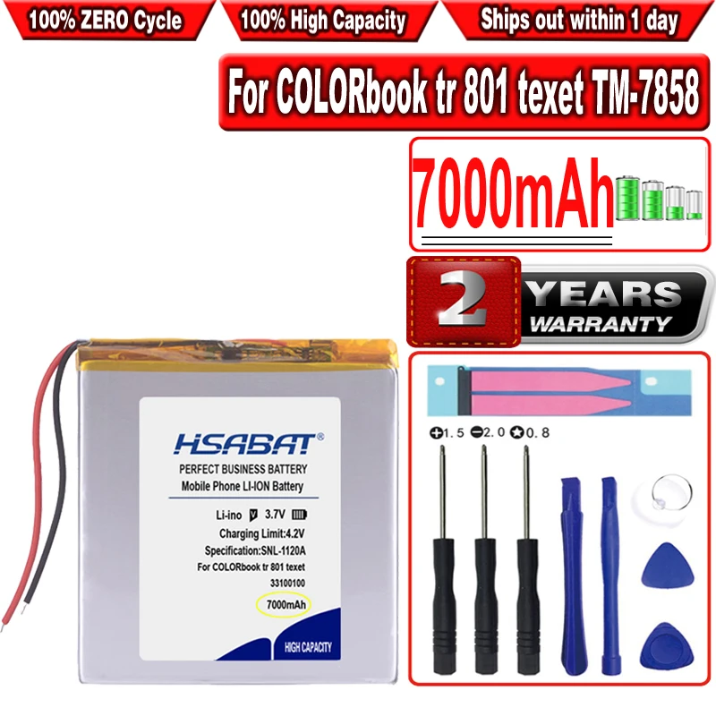 HSABAT 7000mAh 32100100 סוללה עבור COLORbook tr 801 texet TM-7858 lrbis טז 82 7 אינץ ' 8 אינץ 9ס מ 33100100