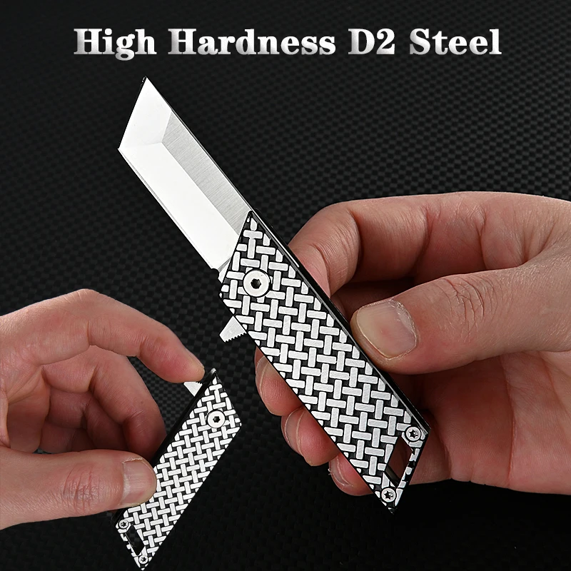 D2 פלדה מהירה פתח אולר נירוסטה ידית מיני KeyPendant Knifves EDC חיצונית כלי מחנאות טקטיקות הגנה עצמית S