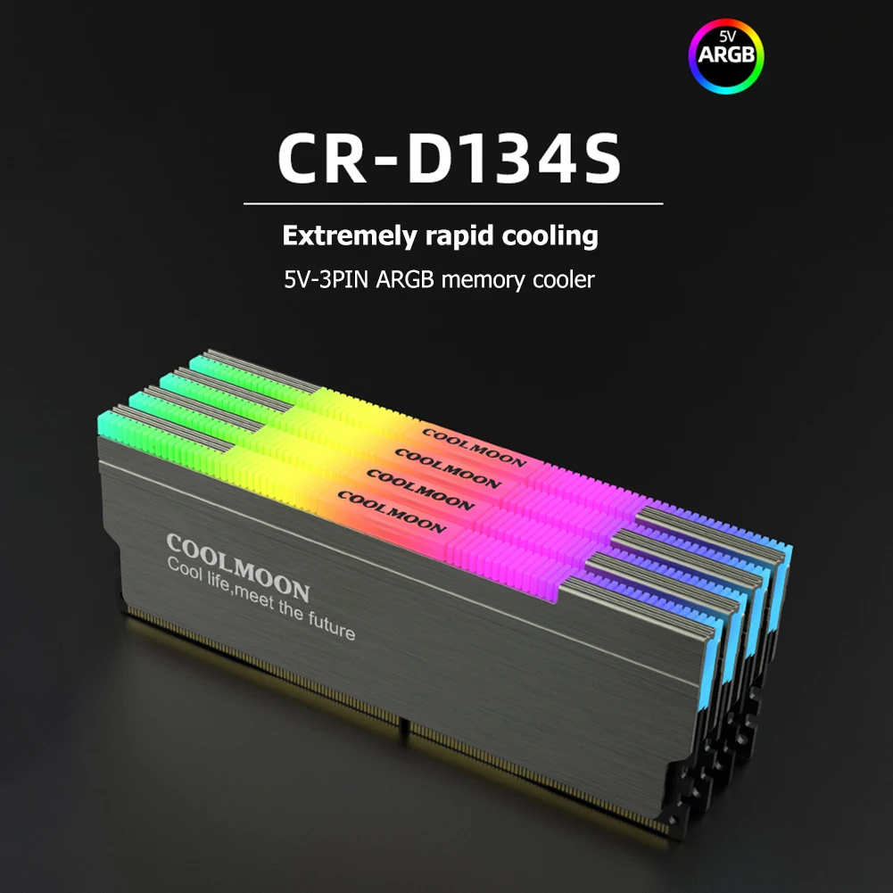 COOLMOON D134S RAM גוף קירור תאימות גבוהה 5V 3PIN ARGB זיכרון מפסק קריר למיעון RGB קירור האפוד על שולחן עבודה במחשב
