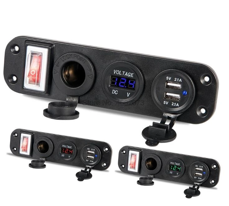 על ידי DHL/Fedex 20pcs מטען לרכב מתאם USB כפול לשקע המצית 12V תקע LED מד המתח על כיבוי רכב הסירה