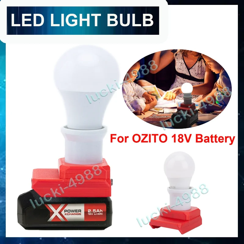 על Ozito 18V-Li-ion סוללה חדשה אלחוטי נייד הנורה E27 מנורת LED אור פנימי וחיצוני עובד אור