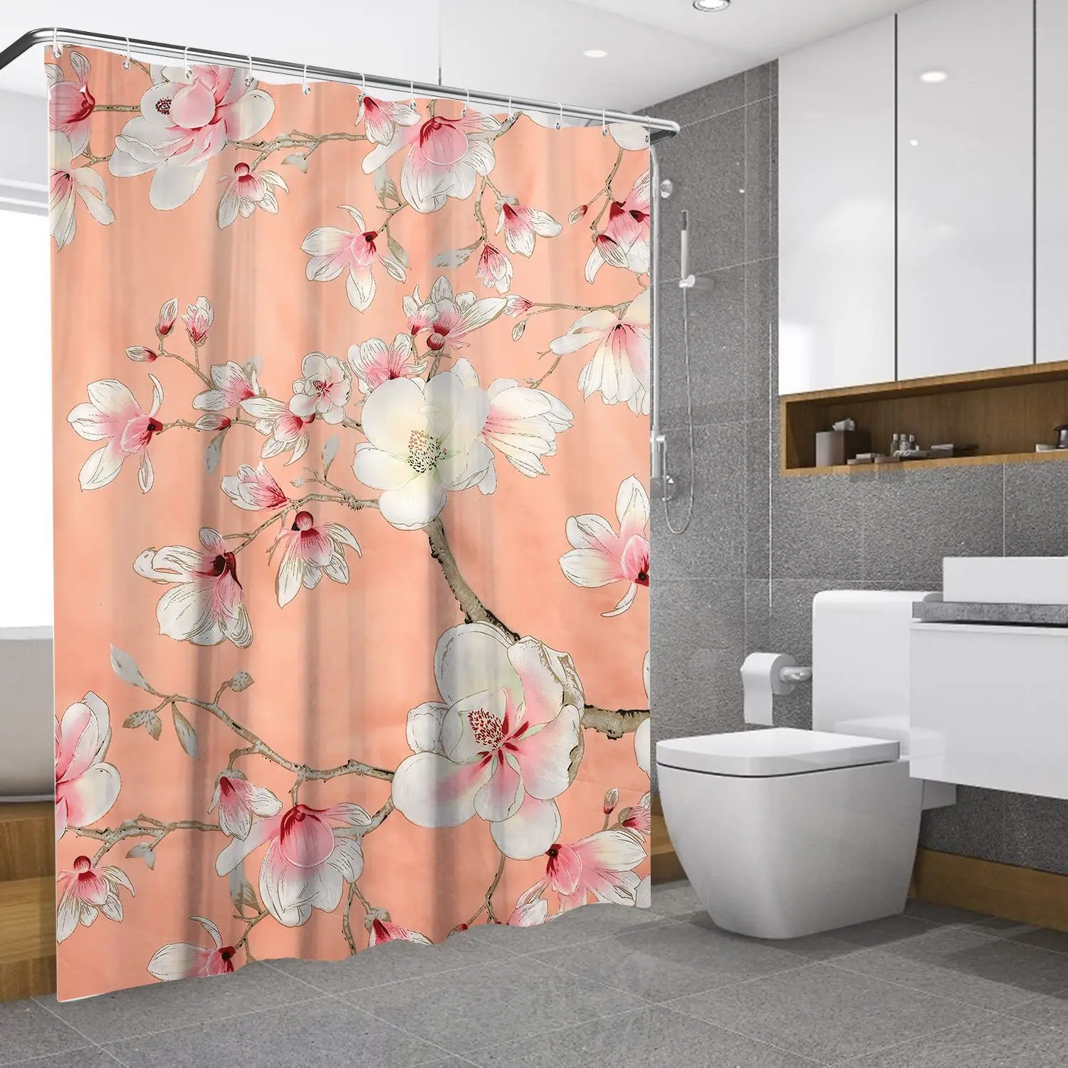 יצירתי פרחוני מודפס וילון מקלחת אביזרי אמבטיה עמיד למים וילונות עיצוב הבית אסתטי יום האהבה קישוט