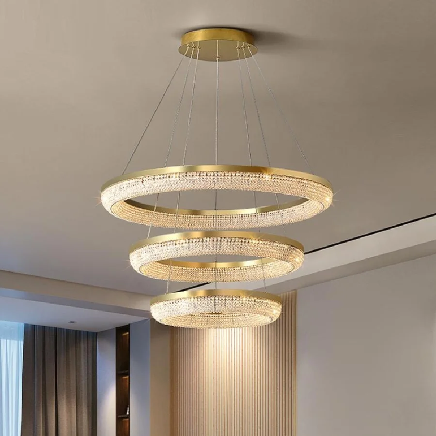 יוקרה חדש קריסטל נברשת בסלון מנורה מודרנית פשוטה מעצב יצירתי וילה מסעדה האי מנורות דקורטיביות