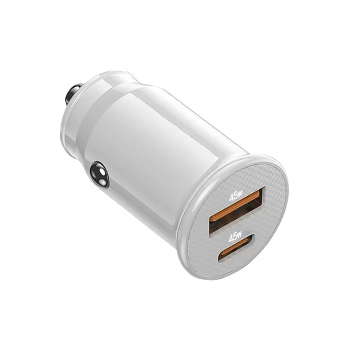 Mini USB מטען לרכב טעינה מהירה USB מטען לרכב C QC 4.0 45W 5A סוג משטרת טעינה מהירה המכונית מטען לטלפון(לבן בהיר)